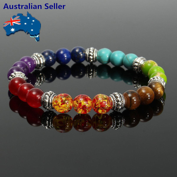 Unisex Chakra 7 Gemstone Healing Buddha Crystal Balance Bead Diffusori