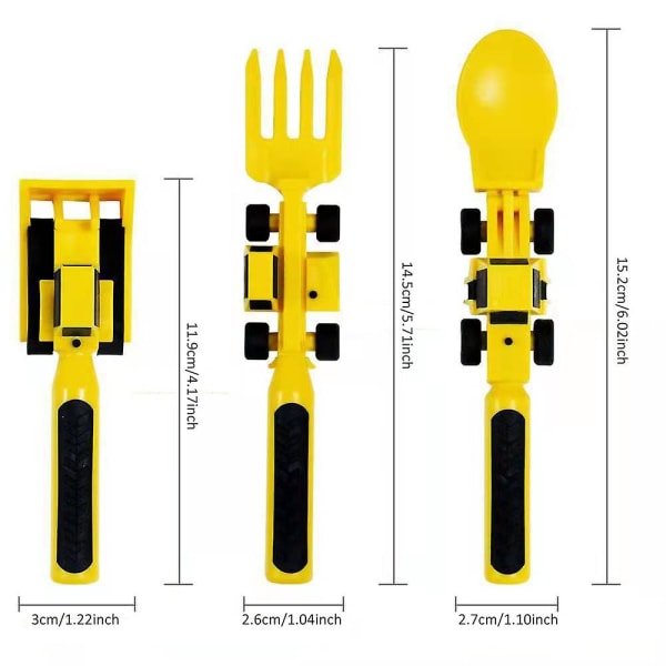 Konstruksjonstema redskapssett - Småbarn Barn Gravemaskin og Bulldoser Design Servise Spise tallerken og gafler Morsomt leketøy