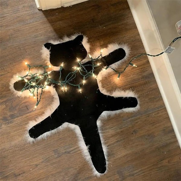 Hauska jouluvalo paistettu kissamatto, paistettu kissa, led-valot koristelu lattialle Bethanyn paistettu pussycat mattokoristelu Warm light