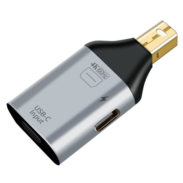 USB C-sovitin Type-C naaras-HDMI-yhteensopiva DP MiniDP-urossovitin HD-video 4k@60Hz (MINI DP-yhteensopiva liitäntä) GrayBlack