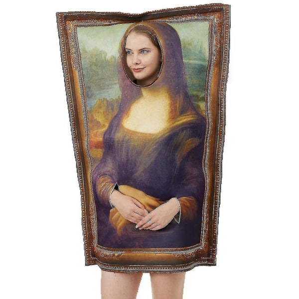 Morsom Mona Lisa veggmaleri kostyme for voksen unisex jumpsuit kostyme Cosplay Brown