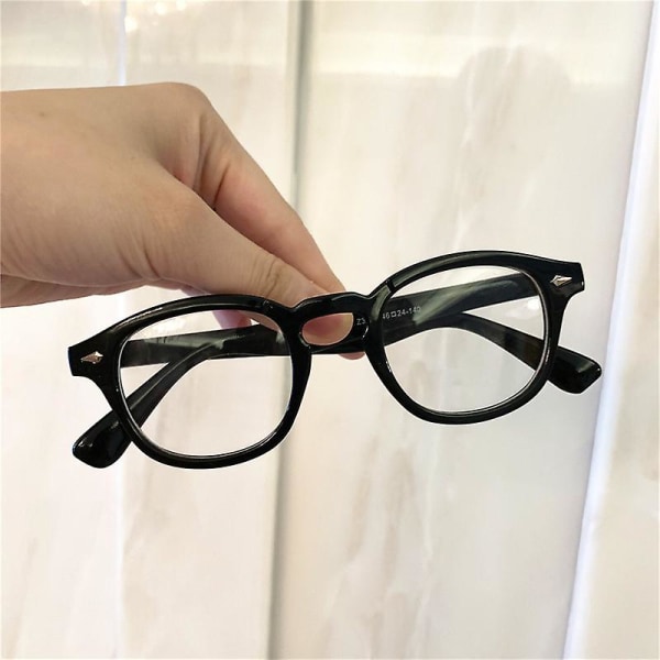 Johnny Depp Style Briller Mænd Vintage Runde Nitte Briller Brand Design Klar Transparent Lens Eyewear Small Frame Oculos Bright Black