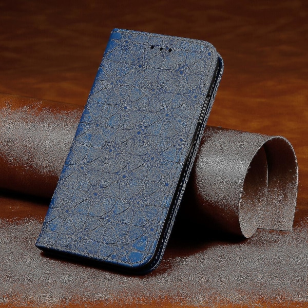 Kompatibel med Iphone X/xs Etui i skinn med magnetisk flip-deksel og lommebok blue