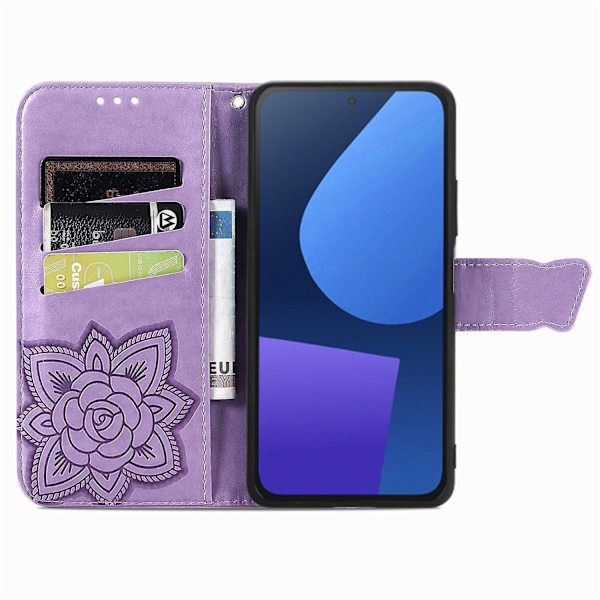 Sommerfugleblomst Læderetui til Fairphone 5 Light purple