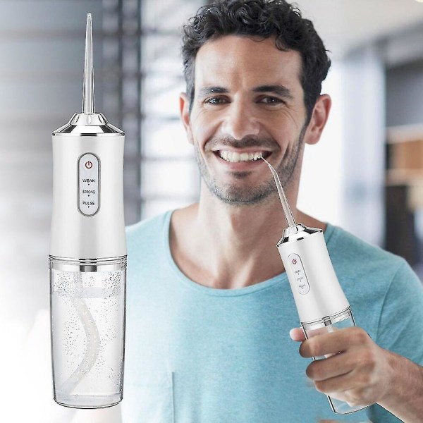 Oral Irrigator Usb Oppladbar Vann Flosser Bærbar Tann Vann Jet 220ml Vann Tank Tenner Renere Irrigador Bucal White