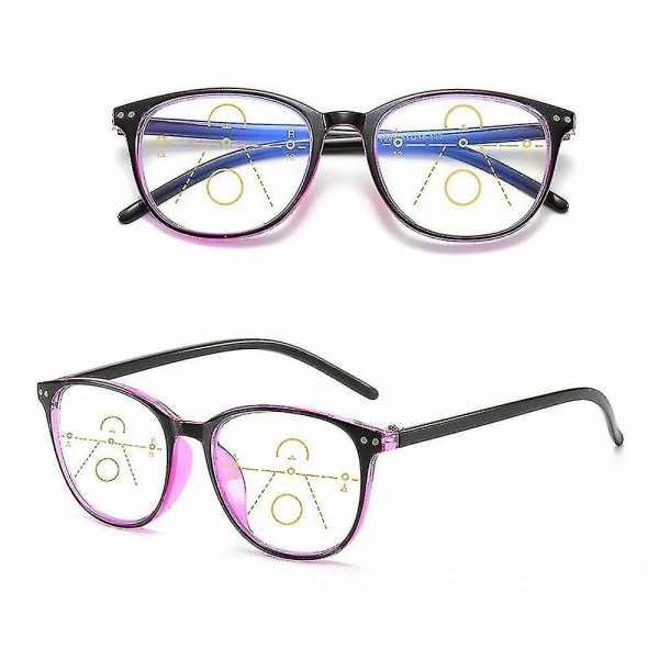 Progressive Multifocus-briller for kvinner Menn Blått lysblokkerende lesebriller Red-black Strength 1.5X