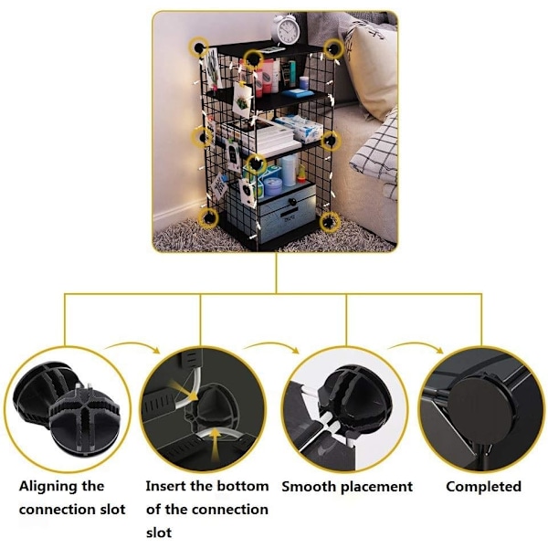 20 stk. Wire Cube Plast Sammenkoblinger Sort Interlocking Plast Sammenkobling Modulær Organizer Spænde Spænde Klip