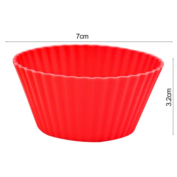 10 stk bakekopp Gjenbrukbare silikon cupcake kopper Non-stick Lett å rengjøre Varmebestandig kakeform for fester ferier Tianyuhe Red