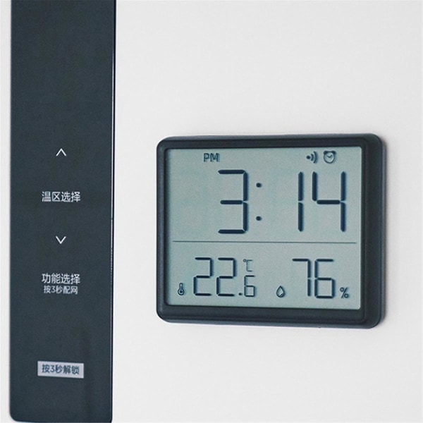 Multifunction Thermometer Hygrometer Automatic Electronic Temperature Humidity Monitor Clock Household Thermometer Black