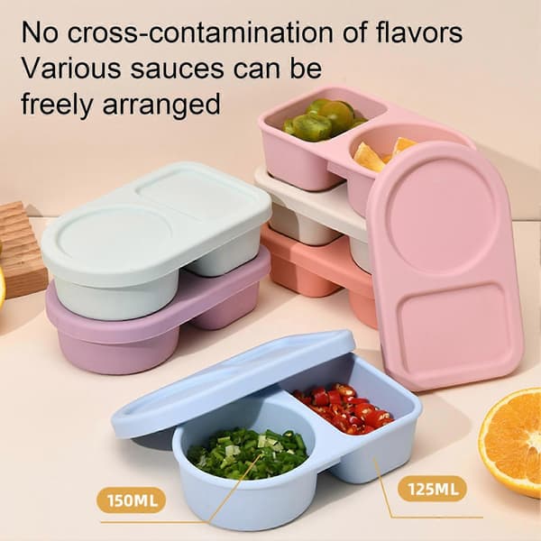 2-facks silikonsåsbox – 360° läckagesäker – för lunch och kylskåp Light Blue B