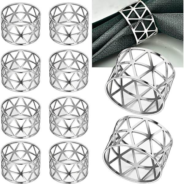 Serviettringer, sett med 12 gullserviettringer, oppgrader robuste metallserviettringer, metallserviettring serviettspenner silver 6 pcs