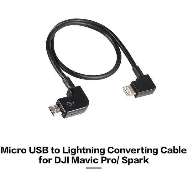 Micro USB -Lightning-kaukosäädin tablet-puhelimen tiedonmuuntimen siirtokaapeli Android Ios Dji Spark Mavic Pro, malli: musta