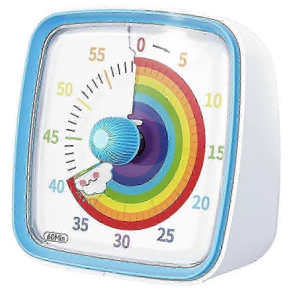 60-minutters visuel timer med natlys og nedtællingsfunktion, Pomodoro-timer i regnbuemønster