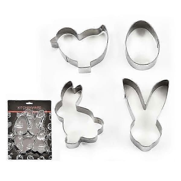 4 stk. kageform i rustfrit stål, bageform, dessertform, metal kanin bageform