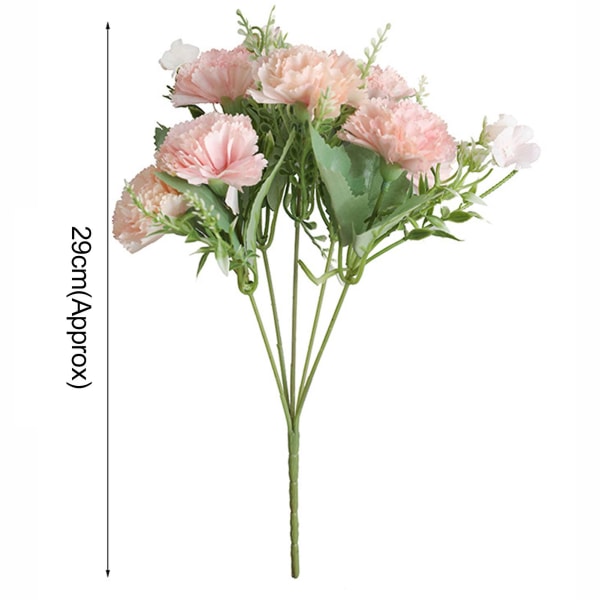 Simulering blomst falmeløs mye brukt 7 hoder Levende nelliker kunstige blomster til morsdagen Pink