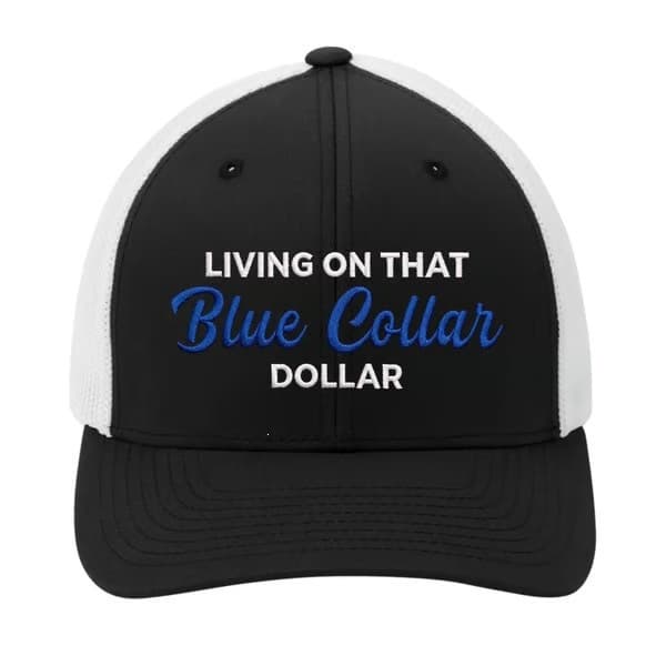 Blue Collar Dollar Trucker Hat blå lønnet lastebilsjåførhatt