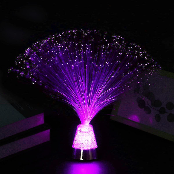 Fiberoptisk färgskiftande lampa, fiberoptisk glaciärlampa med ledkristaller, fontän nattljus is led 6 färger, för bordsdekoration Vardagsrum B