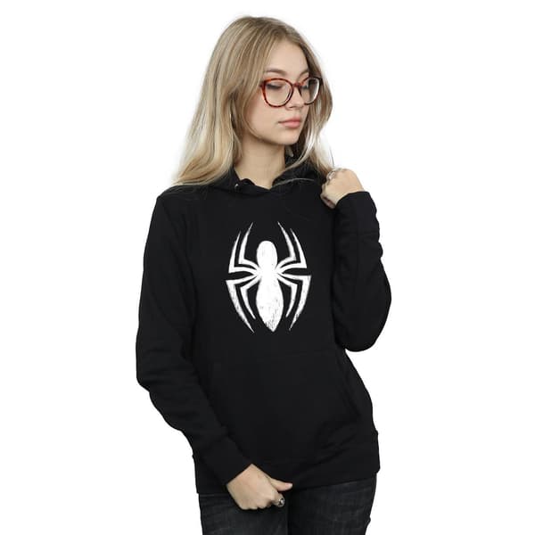Marvel Dame/Kvinner Spider-Man Ultimate Spider Logo Hettegenser M B Svart Black M
