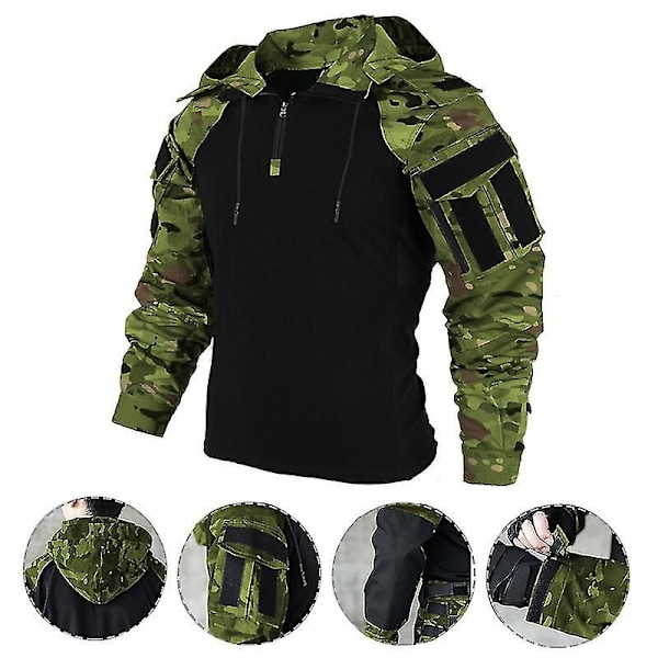 Herre Taktisk Skjorte US Camouflage Militær Kamp T-shirt Airsoft Paintball Camping Jagt Tøj Green M