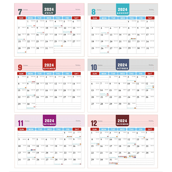 Stående brett skrivebords kalender 2024-2025, månedlig skrivebords kalender 2024-2025, dobbelttrådbundet style3