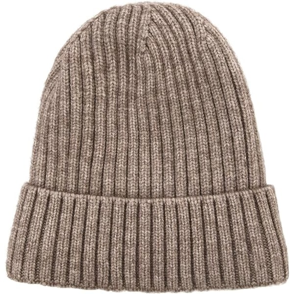 Dammössa Unisex Vinter Cuffed Plain Hat Mjuk Varm Stickad Mössor Mössa brown