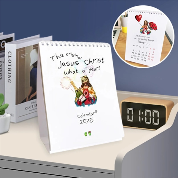 A4 Veggkalender 2025 'Christ What a Year' Maleri av Den Annen Komst Inspirerende Hjemmehengende Juletilbehør AS SHOWN