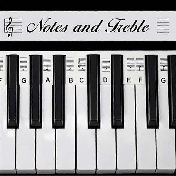 Irrotettava pianonäppäimistön nuottimerkintä, 88 koskettimen pianonuottiopas ja pianokoskettimien opas, (musta)