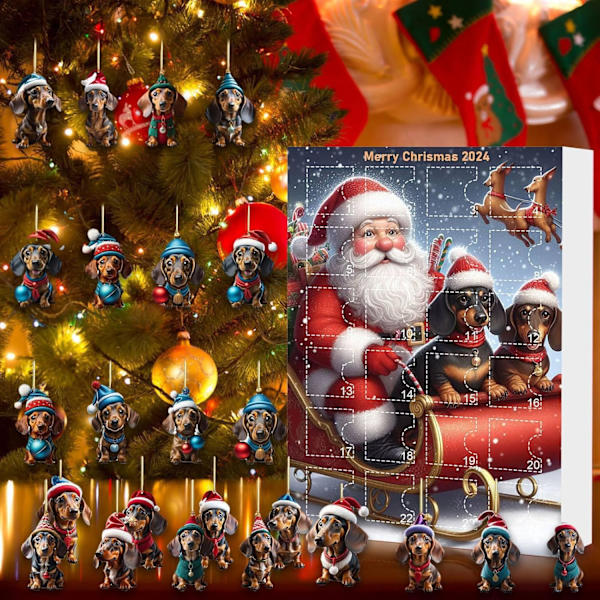Julekalender til Hunde 2024 Julekalender Hundevedhæng 24 Dage Jule Nedtællingskalender Julekalender C