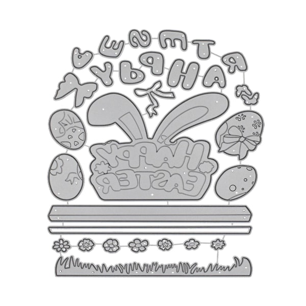 Glædelig påske Ord Bunny Ear Cutting Dies Stencil Diy Scrapbogskort skabelon