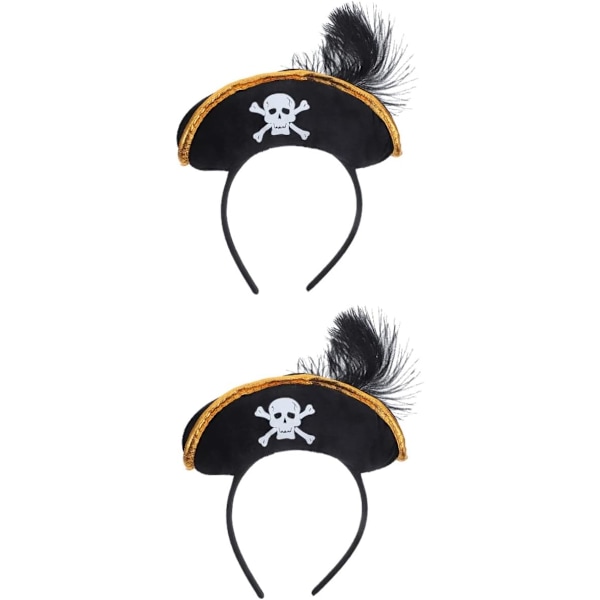 2 stk Skull Hat Hodebånd Svart Halloween Pirathatt Non-woven Stoff