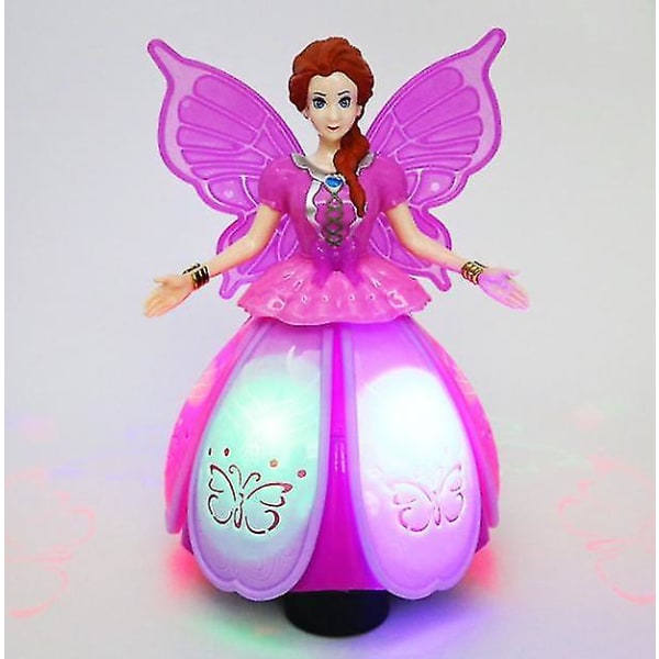 Dansende Fairy Princes Angel Girl Robot med lys og musik Dansende dukke pink