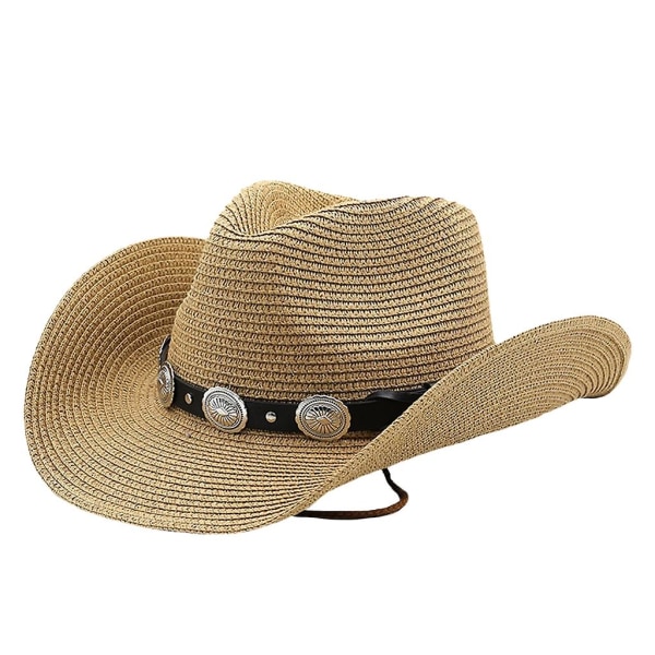 Vuorikiipeilyhattu Hengittävä kudottu Western Cowboy -hattu Vintage kudottu hattu Khaki