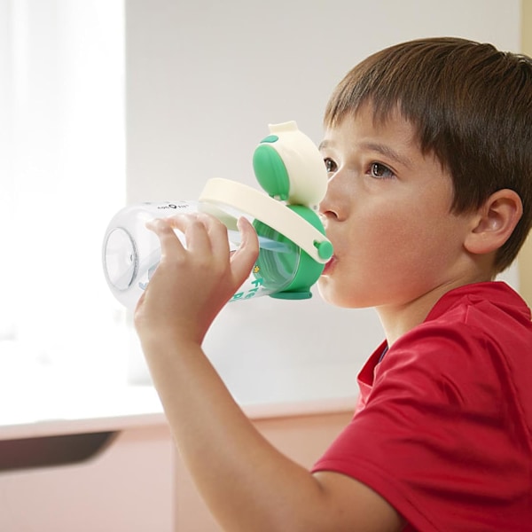 480 ml barnesikre vannflasker, lekkasjesikre, barnas vannflaske for skole med silikonstrå og drikketut, låsebart lokk, BPA-fri, Tritan-plast