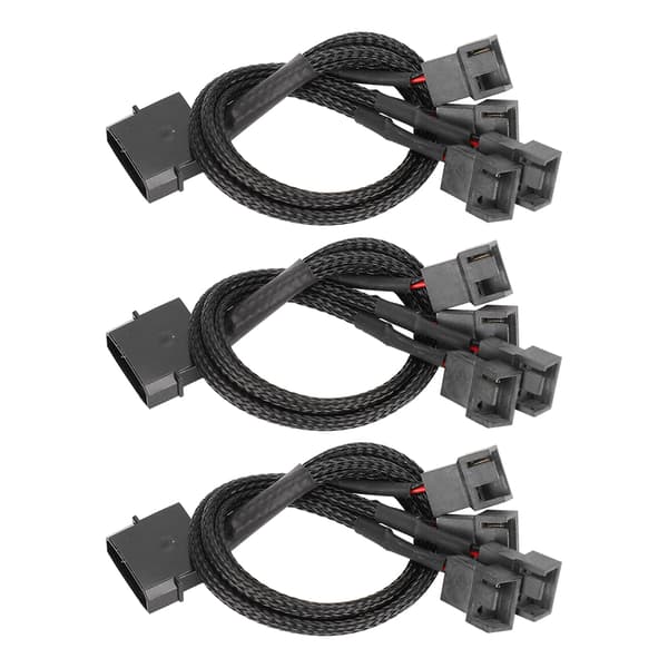 3 stk. forlængerkabel 1 til 4 splitter til computer CPU-kabinetblæseradapter 4P til 4Pin
