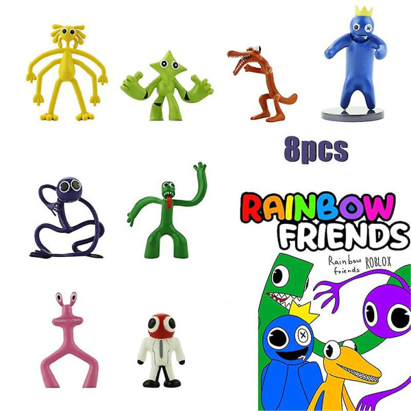 8 stk/sett Rainbow Friends Figur Lekekake Topper Hjemmedekorasjon Ornament Til Barn Voksne Leke Gaver