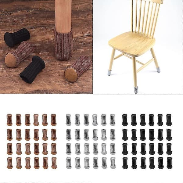 24 st Stolsbensstrumpor Högelastiska Möbelskydd med Tjocka Kuddar Light grey