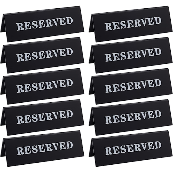 10Pcs 45x150x50mm Black Acrylic Reserved Table Tent Sign Guest Reservation Table Seat Sign Restaurant Business Office Meeting Party