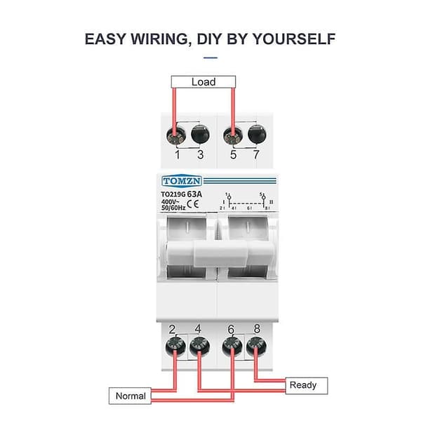 TOMZN 2P 63A MTS Dobbelt Strøm Manuel Transfer Isolerende Afbryder Interlock Afbryder DIN Skinne Isolerende Afbryder Grey White