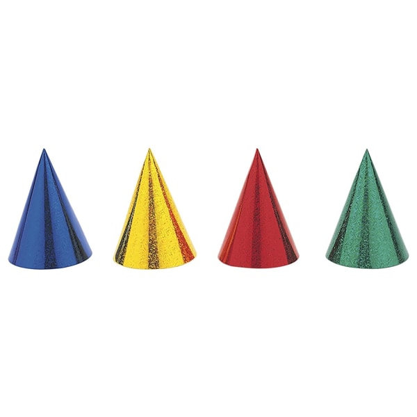 Holografiska partyhattar i olika färger, 4-pack