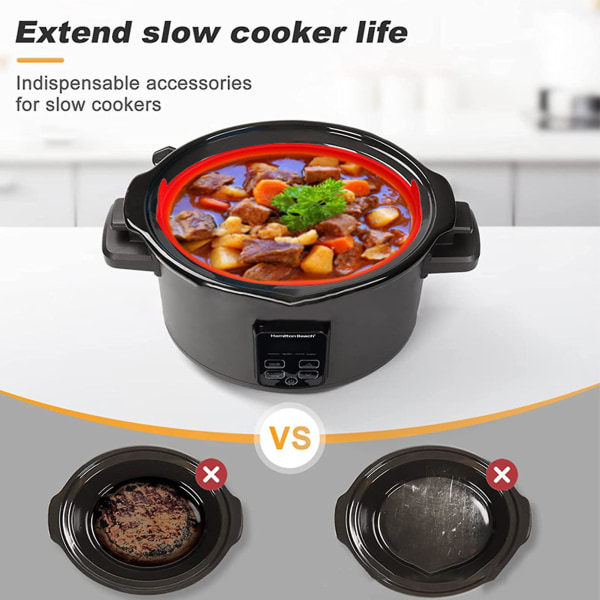 Återanvändbar silikon Slow Cooker Liner Säkra matlagningslösningar Livsmedelsklassad non-stick ytgryta Tillbehör Grey