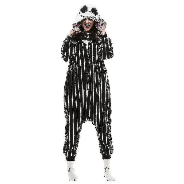 Jack Skellington Kostym Helkroppspyjamas Halloween Jul En-delad Kigurumi För Män Kvinnor S