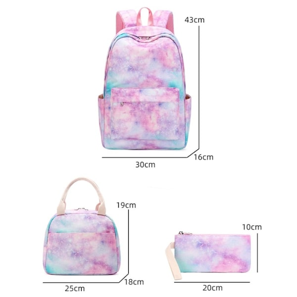 Stitch-reppu opiskelijoille ja teineille, 3 osainen setti: lounaskassi, värikäs matkakassi ja reppu