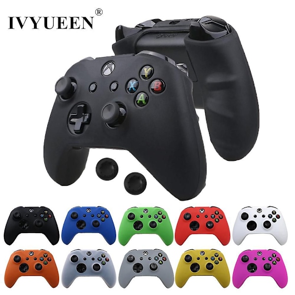 For Microsoft Xbox One X S Slim Kontroller Silikon Skin Case + Analog Thumb Sticks Grip Cap For X Box One 1 X S Gamepad Green