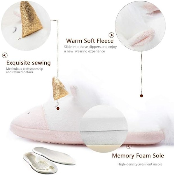 Bubbla Enhörning Djur Fleece Tofflor Bekväma Plysch Minne Skum Anti-Slip Hushållstofflor