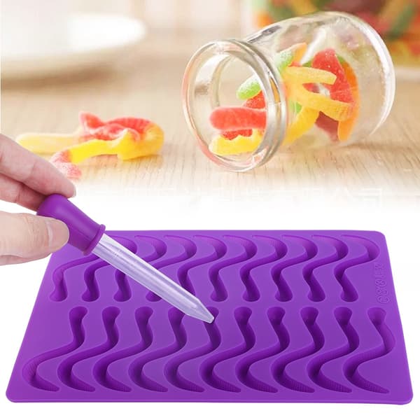 20-hullers gummiform i silikone til chokolade, vingummi og kage med pipette