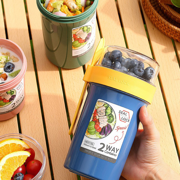 Frukost Havregrynsgröt Nötter Yoghurt Sallad Kopp Tätningsbehållare Grön Green 790ml
