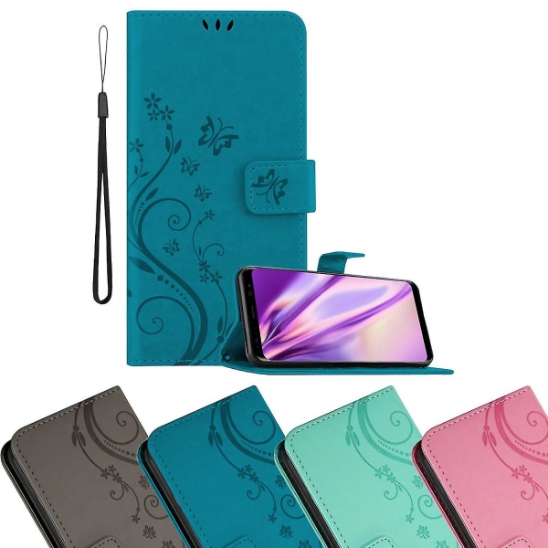 S8 Cover Case Case - Med blomstermønster og stativfunksjon og spor FLORAL BLUE Galaxy S8