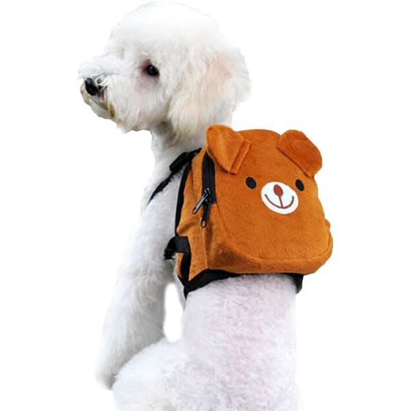 Koiran reppu Satulalaukku Säädettävä lemmikkieläinten valjaat laukku retkeilyretkeilyyn (ruskea)