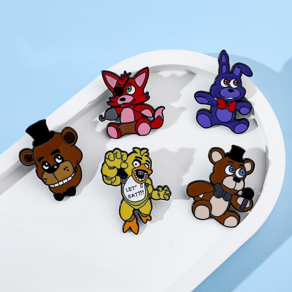 6st Five Nights at Freddy's Game Broschnålar Märke för ryggsäckar Kläder Jackor Hattar Dekoration Presenter 6Pcs