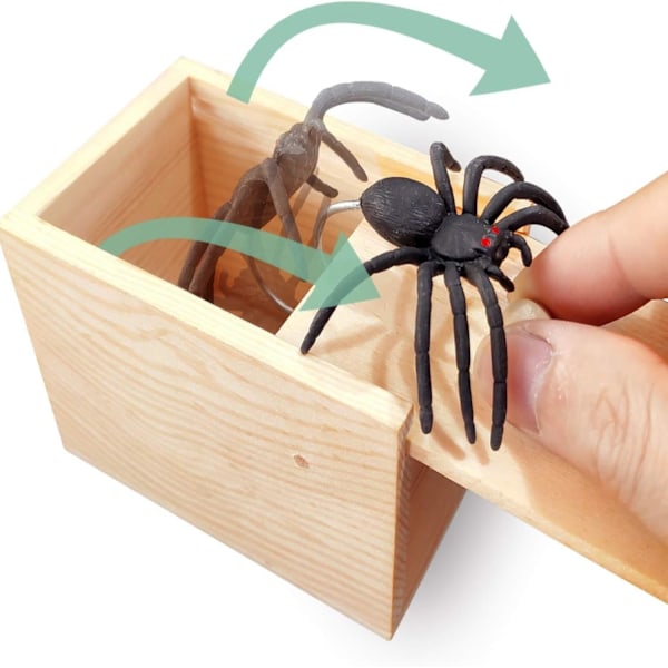 Original Spider Scare Prank Box, Handgjord Rolig Skämtlåda Leksak, Rolig Träskräcklåda, Praktisk Leksaksprank för Barn Vuxna